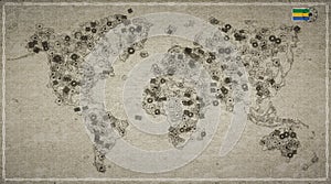 Gabon Moanda Stamp World Map