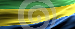 Gabon national flag waving texture background. 3d illustration