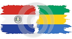 Gabon and Paraguay grunge flags connection vector