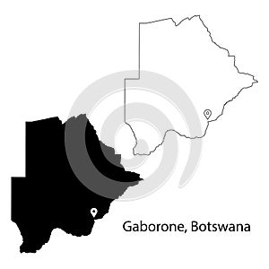 Gaborone Botswana. Detailed Country Map with Location Pin on Capital City.