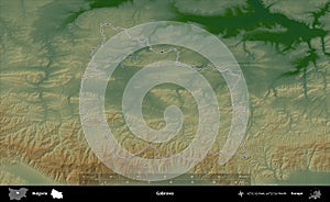 Gabrovo outlined, Bulgaria. Physical