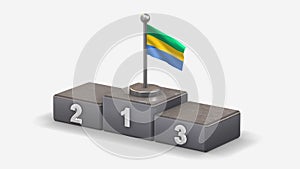 Gabun 3D waving flag illustration on winner podium.