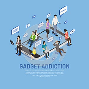 Gadget Addiction Isometric Concept