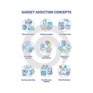 Gadget addition concept icons set