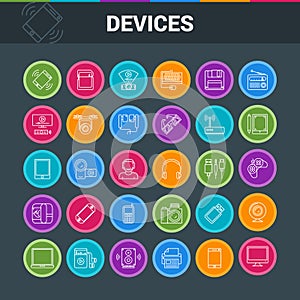 Gadget and devices colorful icons