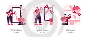 Gadget fixing abstract concept vector illustrations.