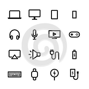 Gadget icon set. Modern Digital device in line icon set. Vector