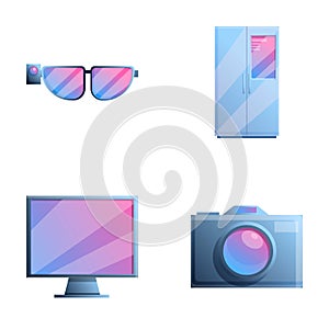Gadget icons set cartoon vector. Computer equipment and electronic device