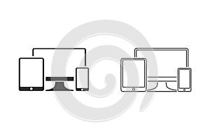 Gadget Line Icon Set. Devices Illustration As A Simple Vector