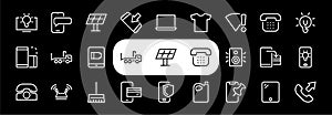 GADGET Set of vector icons of smart devices such as laptop, tablet, protection program, phone, digital network, thin