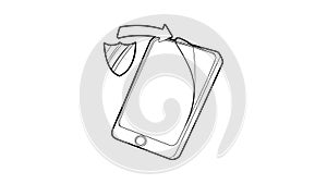 Gadget with tempered glass protection icon animation