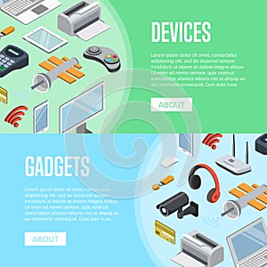 Gadgets and computer devices isometric posters