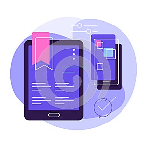 Gadgets, smartphone and tablet. Web banner, flat illustration. Vector file.