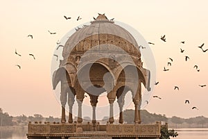 Gadi Sagar temple in Gadisar lake.