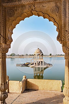 Gadisar lake in the morning at Jaisalmer, Rajasthan, India.