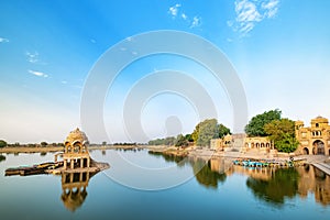 Gadisar lake in the morning at Jaisalmer, Rajasthan, India.