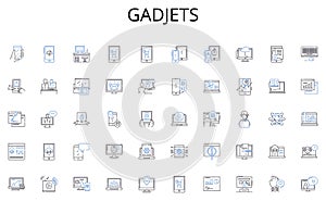 Gadjets line icons collection. Encryption, Privacy, Antivirus, Firewall, Cybersecurity, Phishing, Identity vector and photo