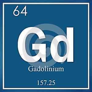 Gadolinium chemical element, blue square symbol