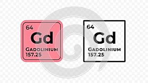 Gadolinium, chemical element of the periodic table vector