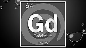 Gadolinium chemical element symbol on wide bubble background