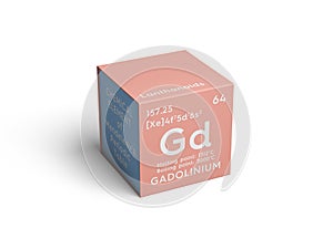 Gadolinium. Lanthanoids. Chemical Element of Mendeleev\'s Periodic Table. 3D illustration
