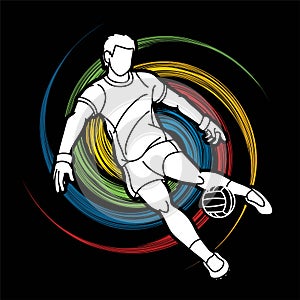 Gaelic Football Man Player Cartoon Sport Graphic Vector photo