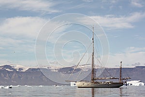 Gaff-rigged yawl sailboat