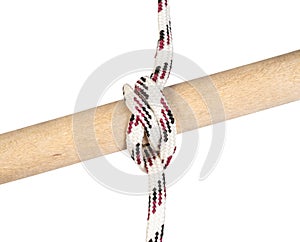 Gaff topsail halyard bend knot tied on rope photo
