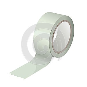 Gaffer adhesive sticky duct tape. Silver, gray fix plastic scotch roll. Vector