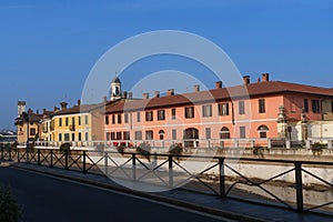 Gaggiano, Milan, Italy: exterior of historic houses along the Naviglio Grande photo