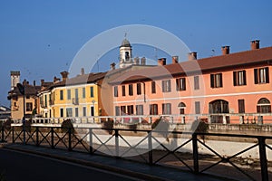 Gaggiano, Milan Italy: exterior of historic houses along the Naviglio Grande photo