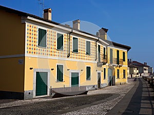 Gaggiano, Milan Italy: exterior of historic houses along the Naviglio Grande photo