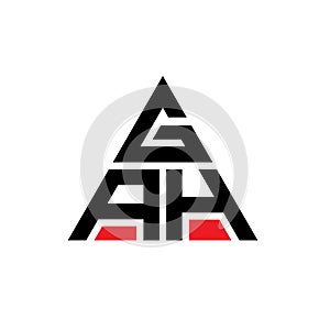 GAH triangle letter logo design with triangle shape. GAH triangle logo design monogram. GAH triangle vector logo template with red