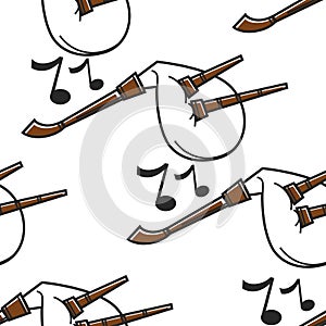Gaida Bulgarian musical instrument seamless pattern bagpipe
