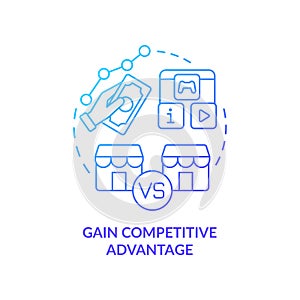 Gain competitive advantage blue gradient concept icon