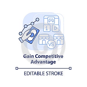 Gain competitive advantage light blue concept icon