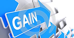 Gain - Label on Blue Pointer. 3D.