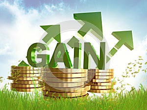 Gain and profitable gold coins symbol