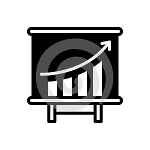 Black solid icon for Gained, achievement and chart photo