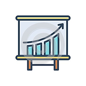Color illustration icon for Gained, achievement and chart photo