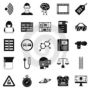 Gaining knowledge icons set, simple style