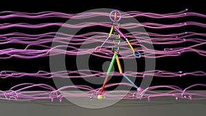 Gait recognition , motion capture 3d render of character walking. View 3
