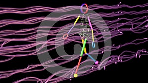 Gait recognition , motion capture 3d render of character walking. View 1