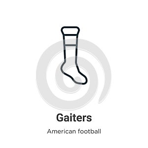 Gaiters outline vector icon. Thin line black gaiters icon, flat vector simple element illustration from editable american football