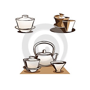 Gaiwan tea bowl logo vector image