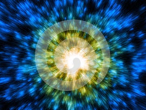 Galactic blue and yellow bright explosion