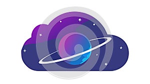 Galactic Cloud: Celestial Digital Landscape, vector design Generative AI