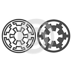 Galactic Empire emblem line and solid icon, star wars concept, imperium vector sign on white background, outline style