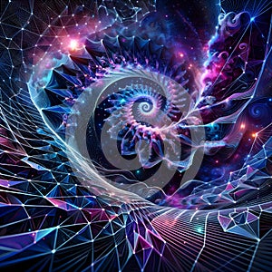 Galactic Nautilus: A Cosmic Fractal Journey through Color and Light