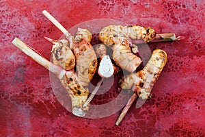 Galangal root from above